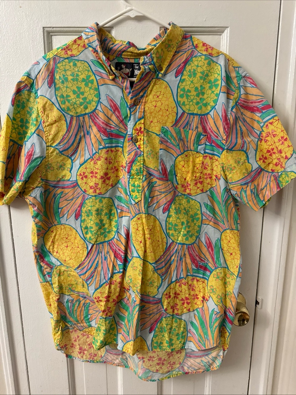The Nutter by Chubbies Hawaiian Shirt Mens Large Yellow Short Sleeve Pineapple